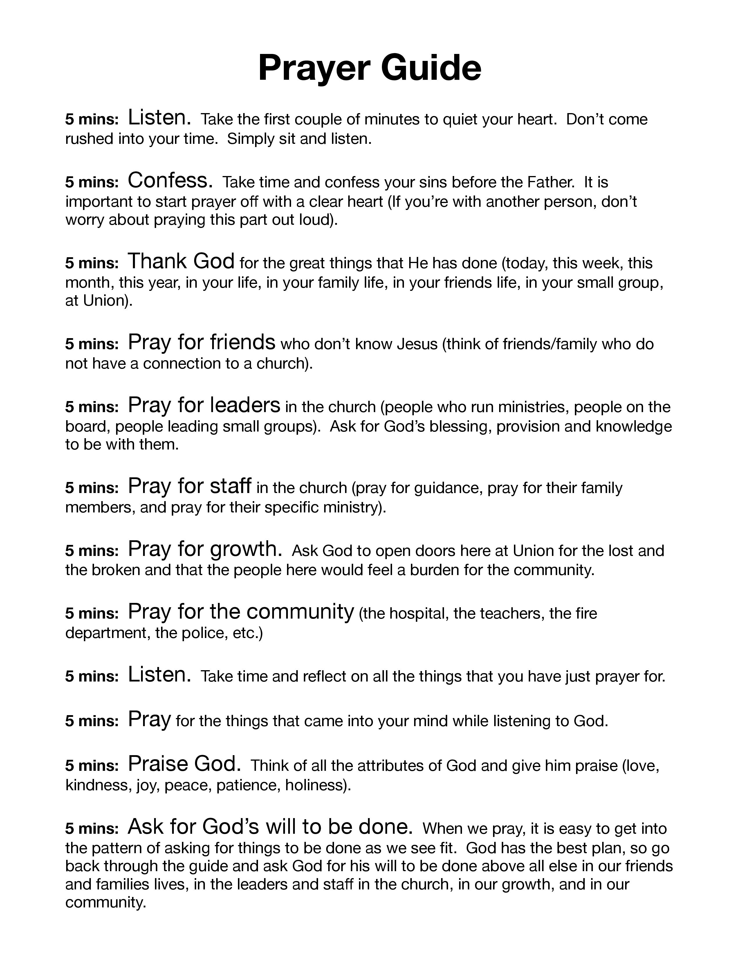 Printable Prayer Guides